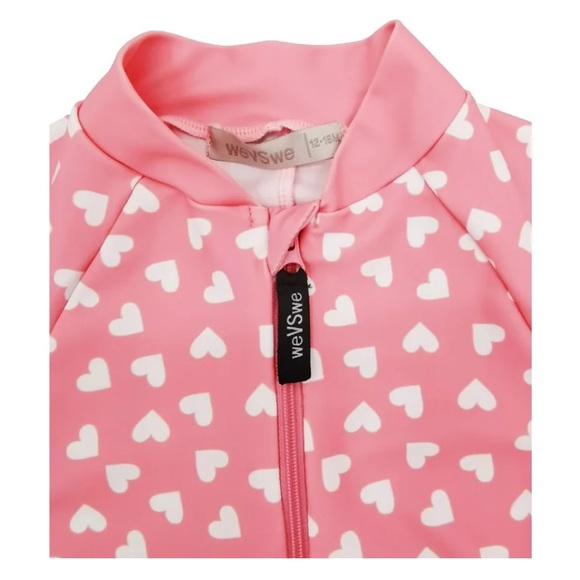 Pink Heart Sun Protection One Piece Rash Guard - Picture 4 of 5